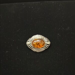 Preloved Elegant Silver and Amber Women's Brooch